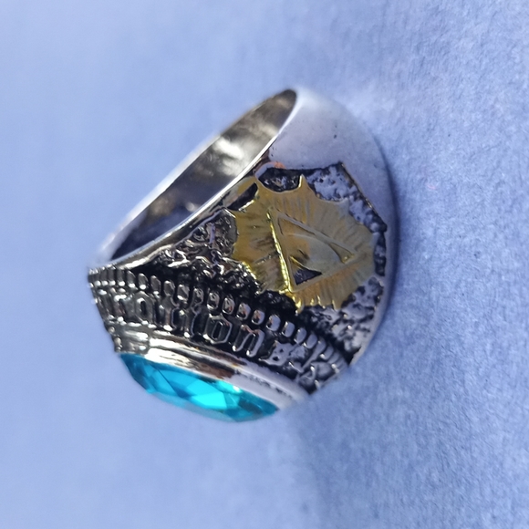 Good Vibrations Blue Topaz Heavy Metal Gothic Biker Punk Ring Hip Hop Medieval E - Picture 4 of 5